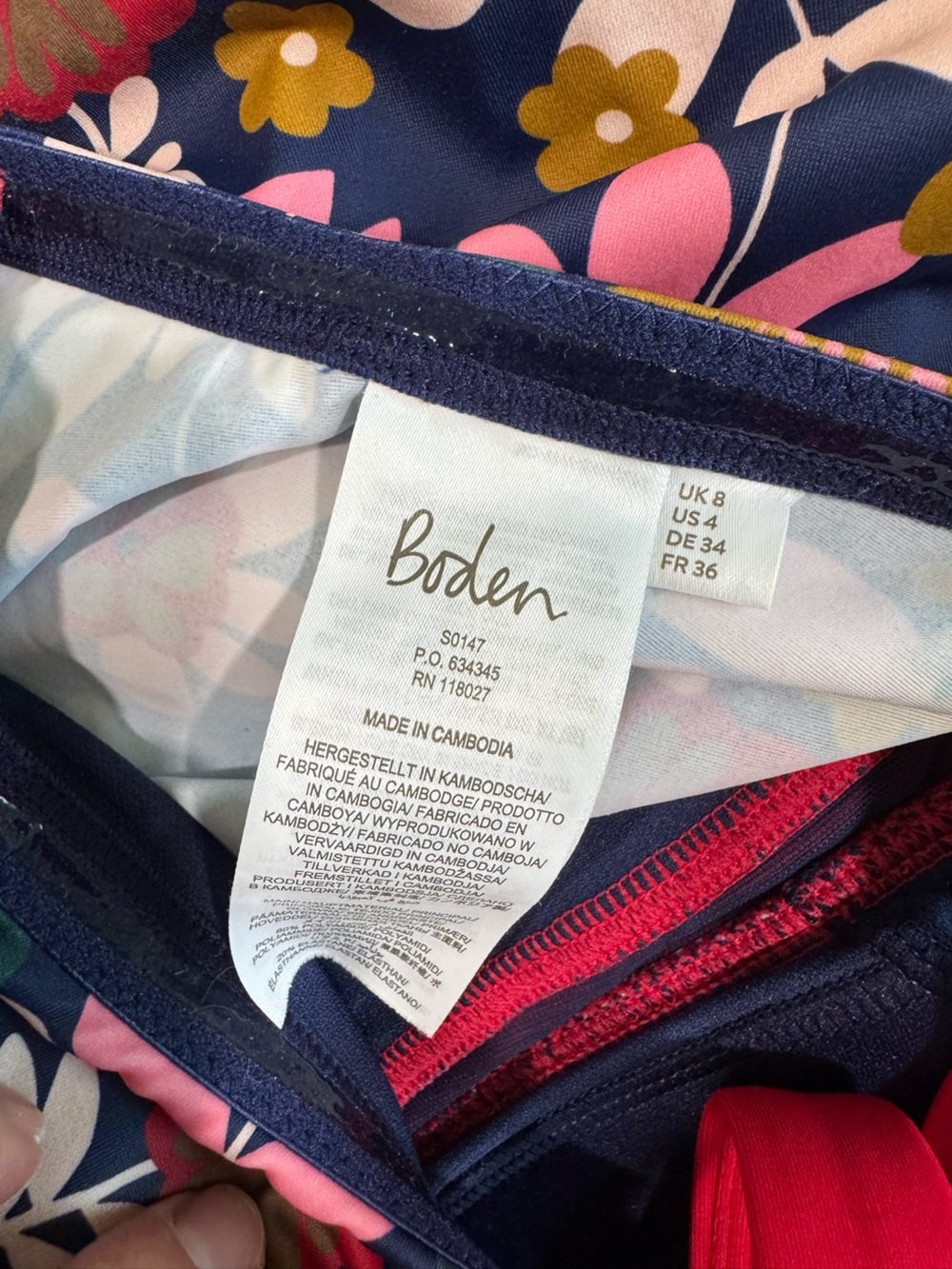 Boden Corsica Tankini Set Bloom Floral French Navy Multi Size 4 - Picture 8 of 9